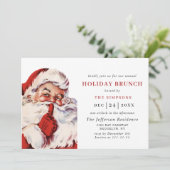 Invitation Retro Santa Claus Noël VACANCES BRUNCH (Debout devant)