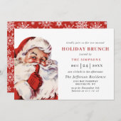Invitation Retro Santa Claus Noël VACANCES BRUNCH (Devant / Derrière)