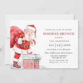 Invitation Retro Santa Claus Noël VACANCES BRUNCH (Devant)