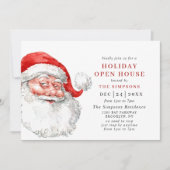 Invitation Rétro Santa Claus Noël VACANCES OUVERTES MAISON (Devant)