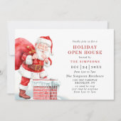Invitation Rétro Santa Claus Noël VACANCES OUVERTES MAISON (Devant)