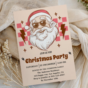 Invitation Retro Santa Fête de Noël Fêtes de fin d'année Vi