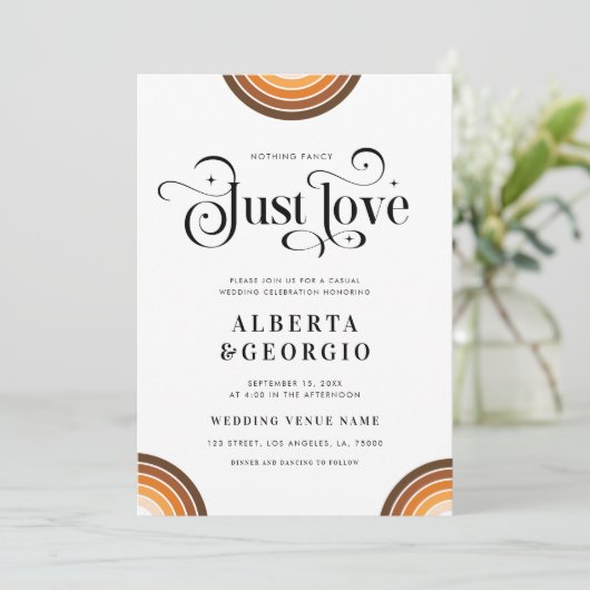 Invitation Rétro Script Boho Arc-en-ciel Rien de Fantaisie Ju (Debout devant)