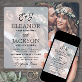 Invitation Retro Script Monogram Elegant 2 Mariage photo