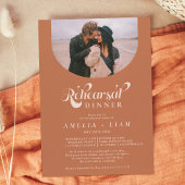 Invitation Retro script photo dîner de répétition en terre cu