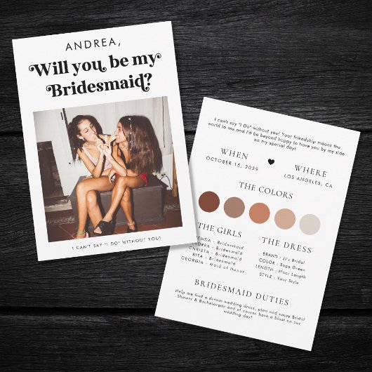 Invitation Retro Script Seras-Tu Ma Proposition De Bridesmaid