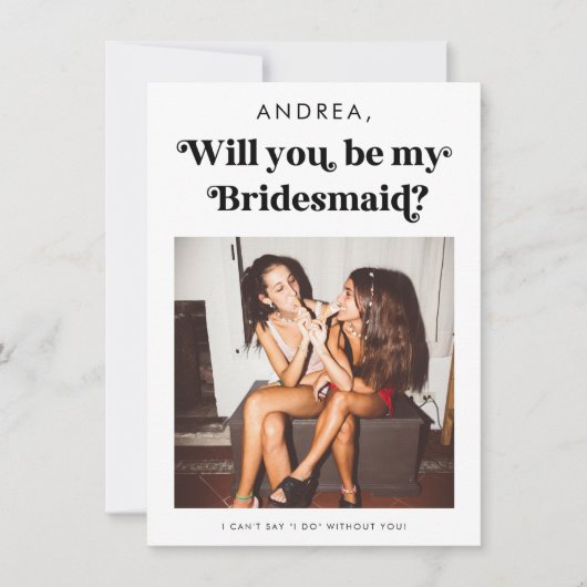 Invitation Retro Script Seras-Tu Ma Proposition De Bridesmaid (Devant)