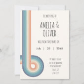 Invitation Retro Seventies les années 70 Stripes Mariage Post (Devant)