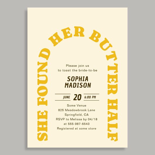Invitation Retro She Found Her Butter Half Bridal Shower