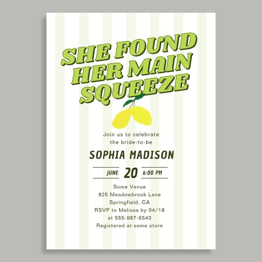 Invitation Retro She Found Her Main Squeeze Bridal Shower