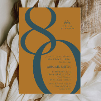 Invitation Retro Shh It's a Surprise 80th Birthday Party