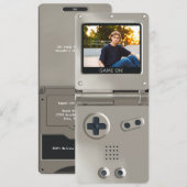 Invitation Retro Silver Console de Jeux Portable II Anniversa (Devant / Derrière)