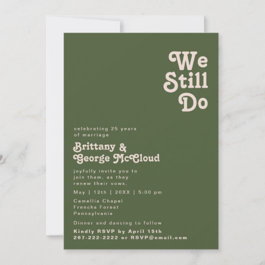 Invitation Rétro simple | Olive Green Nous Faisons Encore Vo  (Devant)