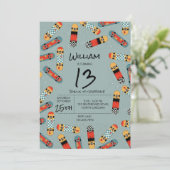 Invitation Retro Skateboard Blue Cool Skateboard Anniversaire (Debout devant)