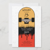 Invitation Retro Skateboard Blue Cool Skateboarder Anniversai (Devant)