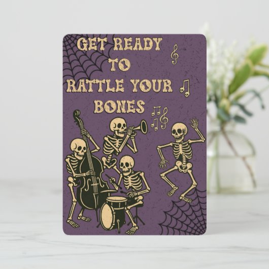 Invitation Retro Skeleton Band Halloween (Debout devant)