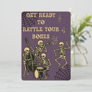 Invitation Retro Skeleton Band Halloween