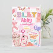 Invitation Retro Slay Aesthetic Tween Patch Party Birthday (Debout devant)