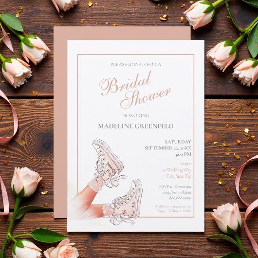 Invitation Retro Sneakers Peach Wedding Bridal Shower