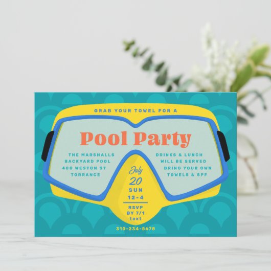 Invitation Retro Snorkel Pool Party (Debout devant)