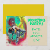 Invitation rétro soirée dansante de thème des années 1980 (Devant / Derrière)