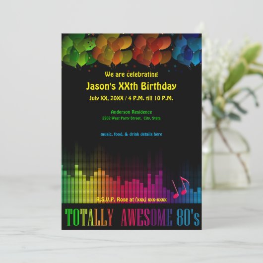 Invitation rétro soirée néon 80's (Debout devant)