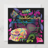 Invitation Retro Soixante ans Peace and Love Graduation (Devant)