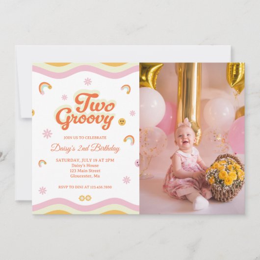 Invitation Retro Sourires Deux Super 2e anniversaire Photo (Devant)