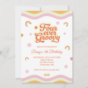 Invitation Retro Sourires Quatre Ever Super 4e anniversaire