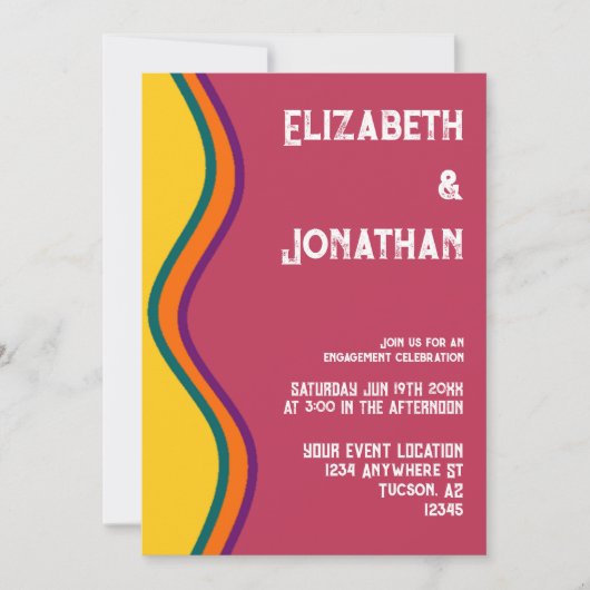 Invitation Retro Southwestern Waves Engagement Party (Devant)