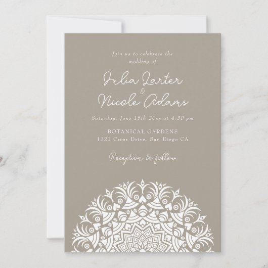 Invitation Retro Spanish Abstract Floral Mandala Wedding (Devant)