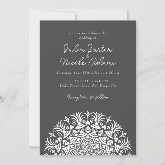 Invitation Retro Spanish Abstract Floral Mandala Wedding (Devant)