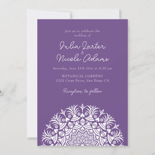 Invitation Retro Spanish Abstract Floral Mandala Wedding (Devant)