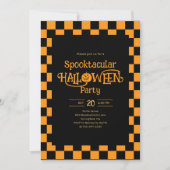 Invitation Rétro Spooktacular Halloween Carreaux Orange (Devant)