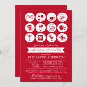 Invitation Rétro stock de rouge l'invitation de Fête de la (Devant / Derrière)