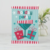Invitation Retro Stripe Custom Holiday (Debout devant)