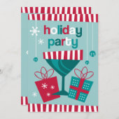 Invitation Retro Stripe Custom Holiday (Devant / Derrière)
