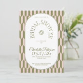 Invitation Retro stripe olive pink typography Bridal Shower (Debout devant)