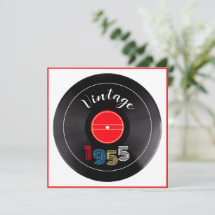 Invitation Retro Stripe Vinyl Record 1955 70e anniversaire