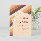 Invitation Retro Stripes & Daisy Floral 60s les années 70 Hip (Debout devant)