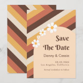 Invitation Retro Stripes & Daisy Floral 60s les années 70 Hip (Devant / Derrière)