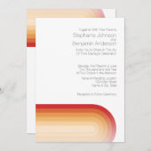 Invitation Retro Stripes - Terra Cotta Sunset Mariage moderne (Devant / Derrière)