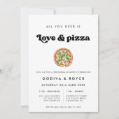 Invitation Retro stylish Love and Pizza Mariage Rehearsal (Devant)