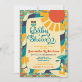 Invitation Retro Summer Beach Baby shower neutre genre (Devant)
