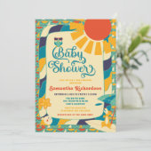 Invitation Retro Summer Beach Baby shower neutre genre (Debout devant)