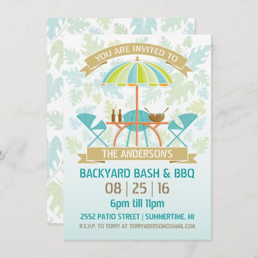 Invitation Retro Summer Party (Devant / Derrière)