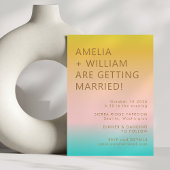 Invitation Retro Summer Pastels Gradient Unique Mariage