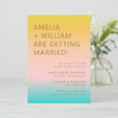 Invitation Retro Summer Pastels Gradient Unique Mariage (Debout devant)