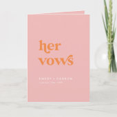 Invitation Rétro Summer Pink Orange Ses Vows Mariage Vow Book (Devant)