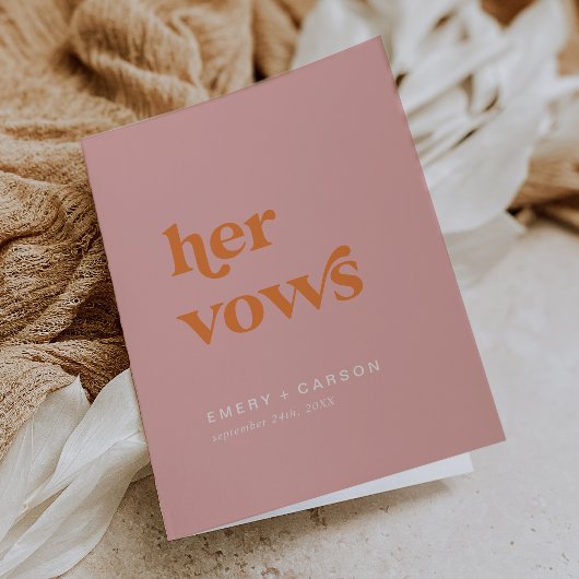 Invitation Rétro Summer Pink Orange Ses Vows Mariage Vow Book